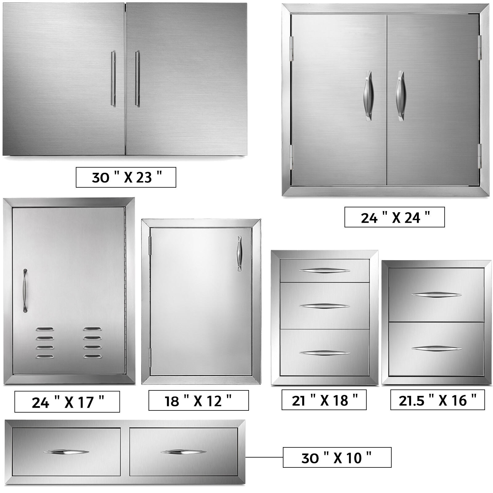 VEVOR Outdoor Kitchen BBQ Island Components Stainless Steel Access Door Drawer