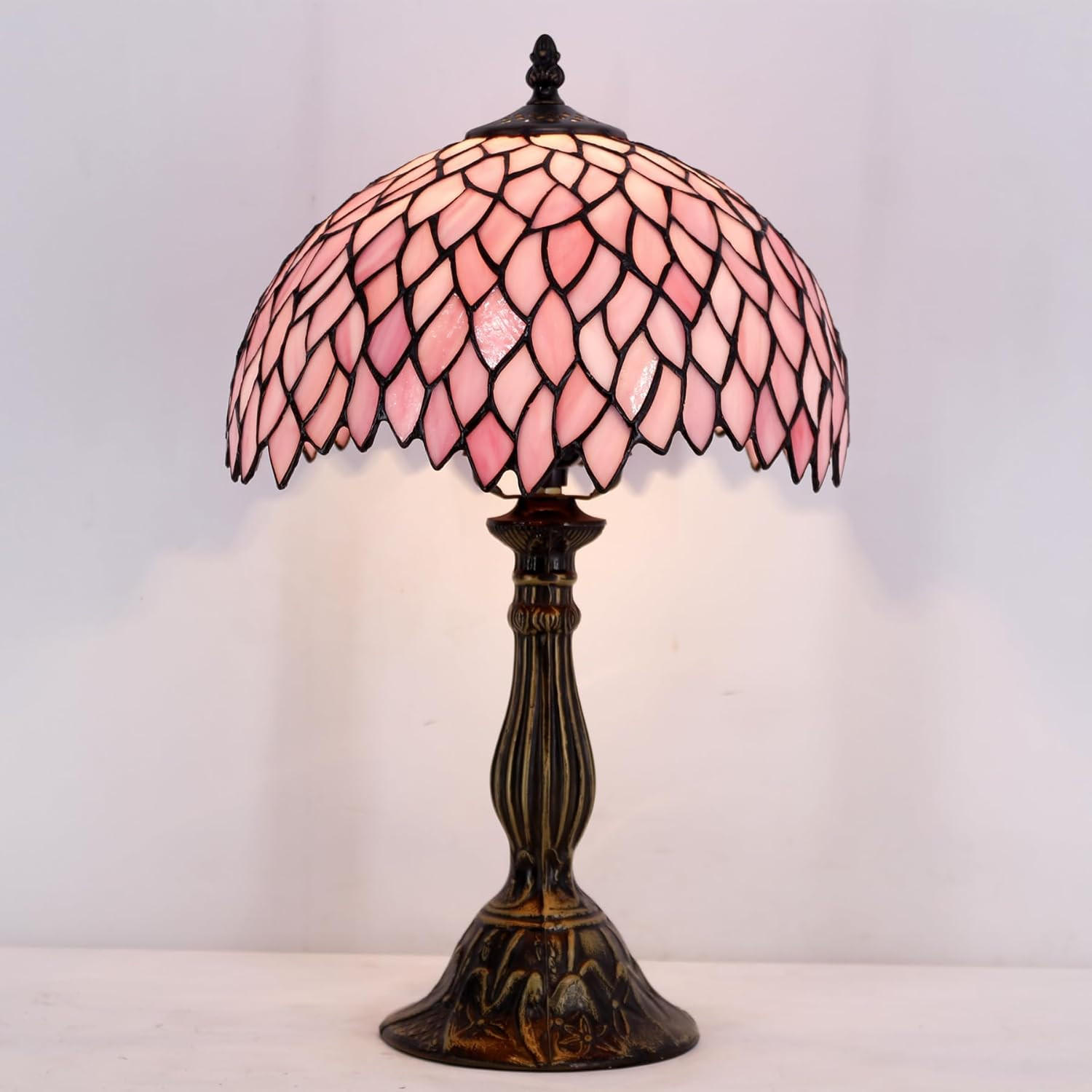 Elegant Dark Bronze Tiffany Table Lamp Base, 18″ Height, Fits 8-12″ Shades