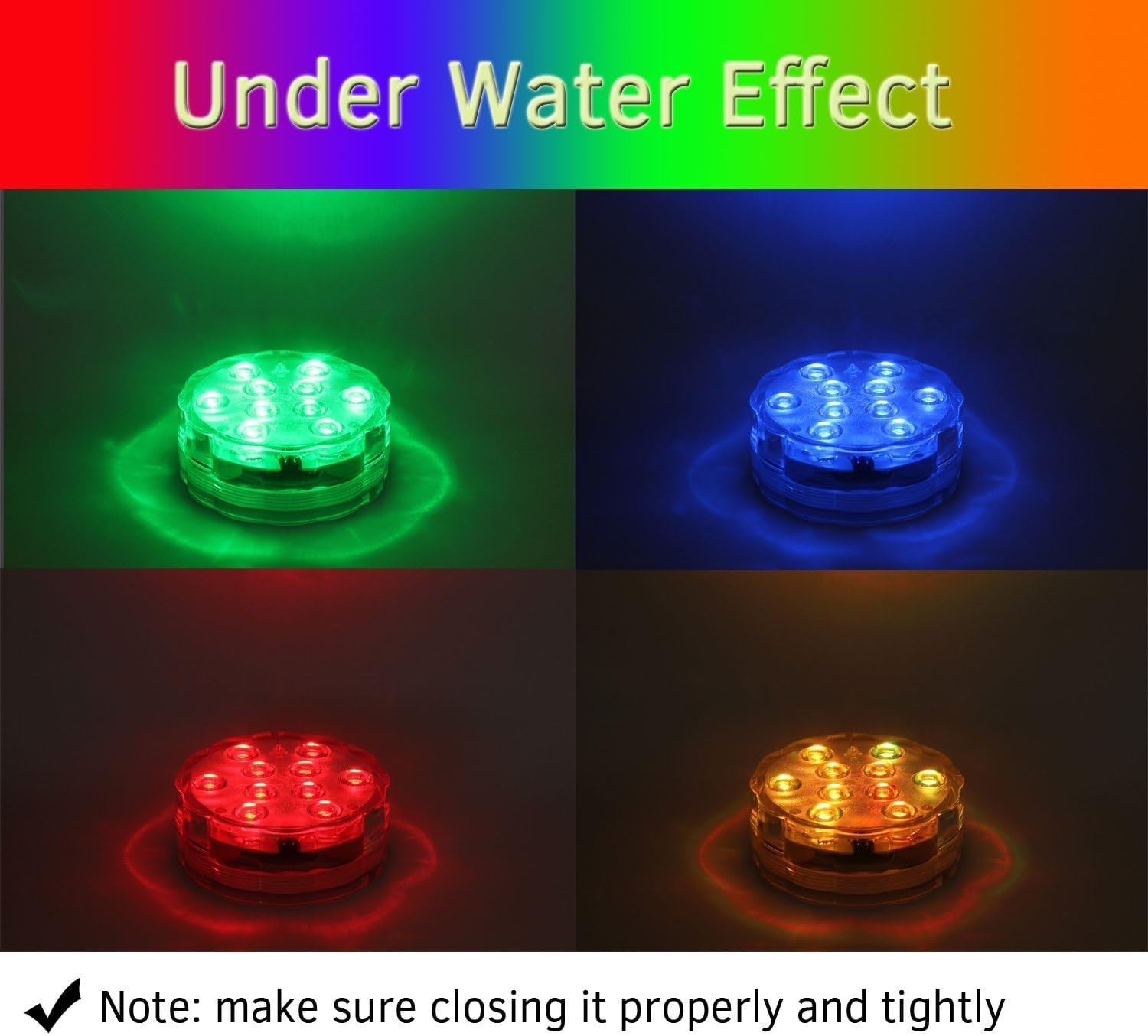 2pack Submersible LED Lights Remote Control Battery Powered,RGB Multi Color