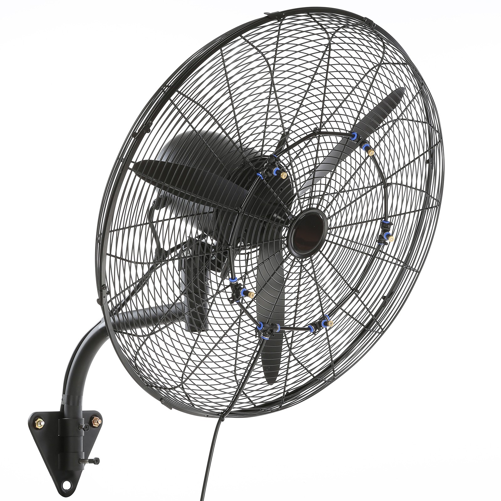 VEVOR Wall Mount Fan 24″ Misting Fan Oscillating Metal Fan Waterproof 3 Speed