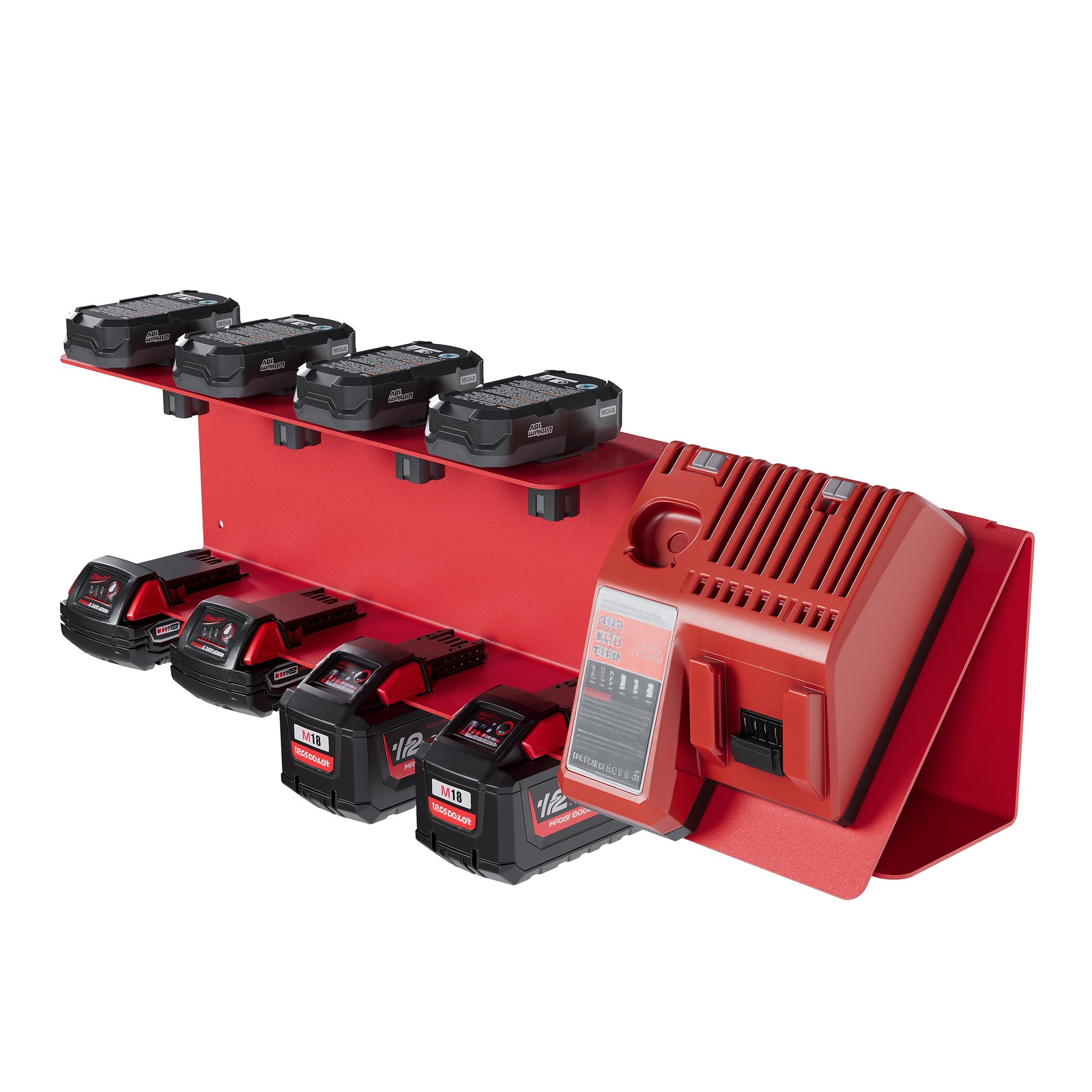 2-in-1 Metal Wall Mount Battery Holder For Milwaukee M12/M18 & Charger M12-18C
