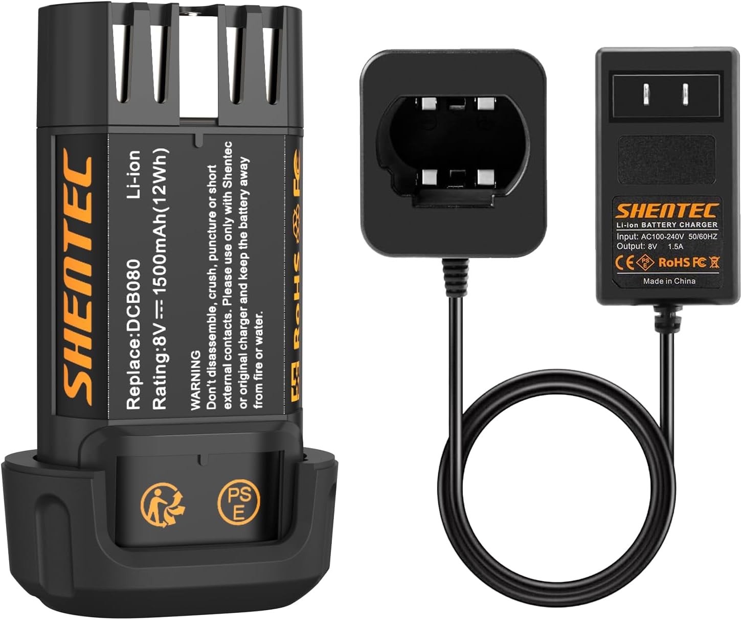 8V 1500mAh Battery/Charger For Dewalt DCB080 DCF680N1 DW4390 DCF680N2 DCL023
