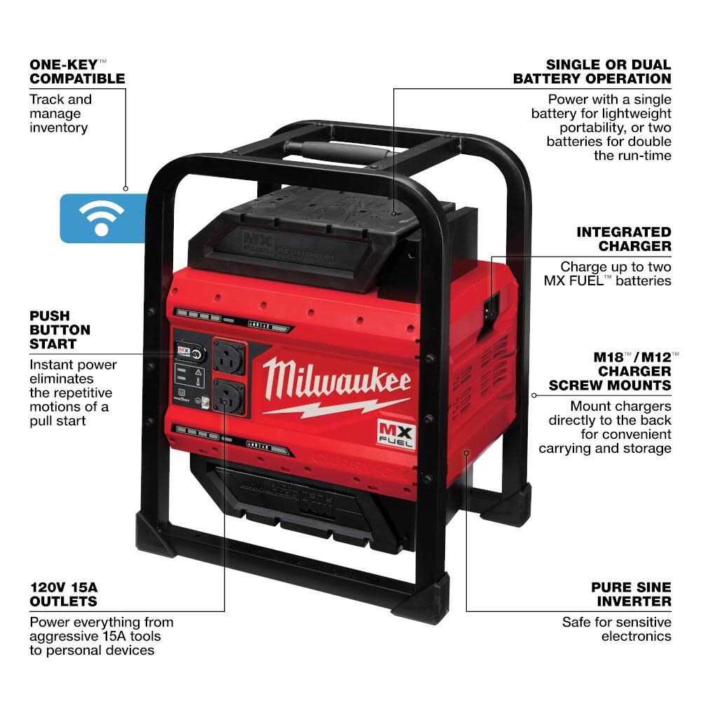 Milwaukee Mx Fuel Carry-On 3,600 Watt Lithium-Ion 2 Battery Portable Power