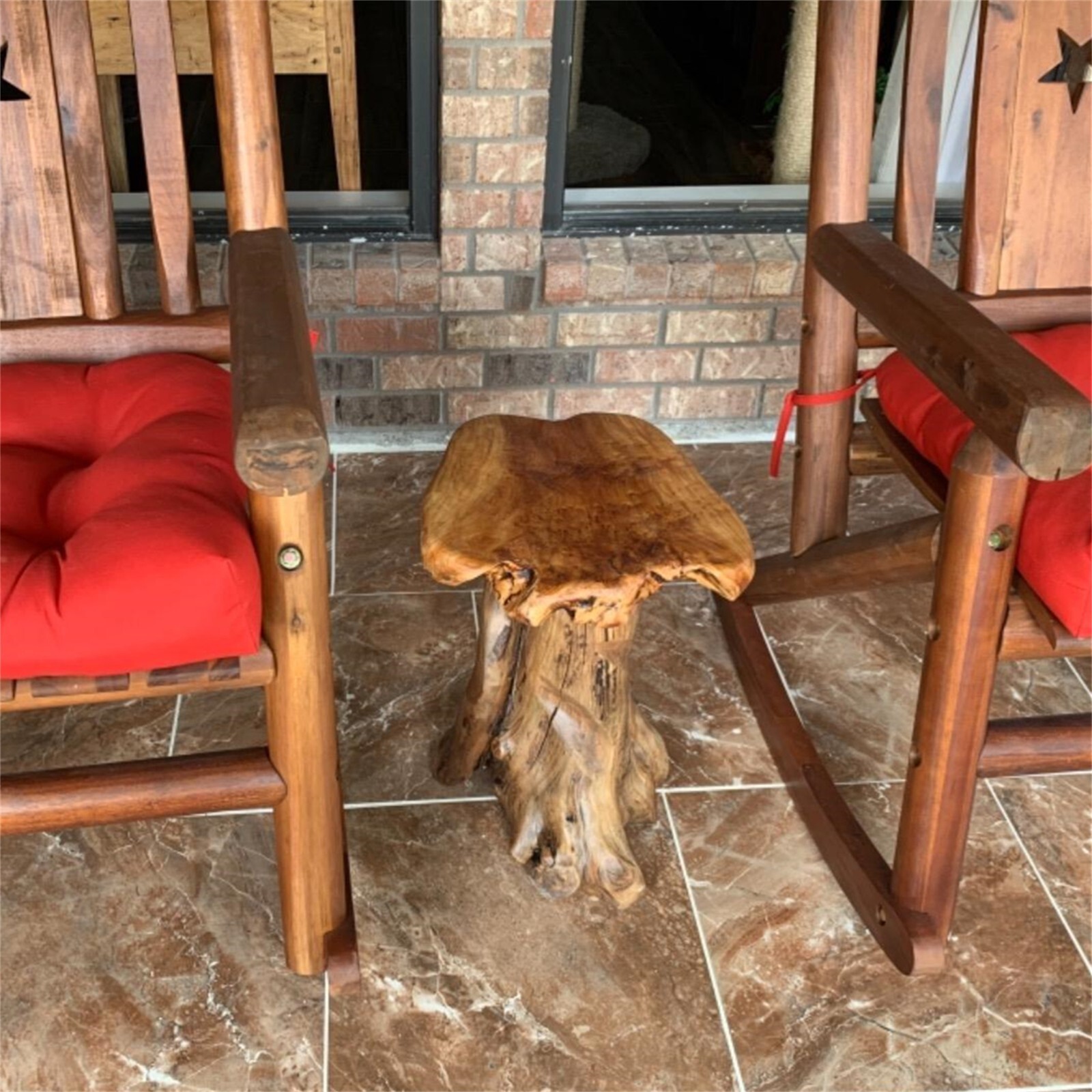 Rustic Cedar Roots Flower Stand Stool, Tree Stump Stool Side Table 19.5″ H