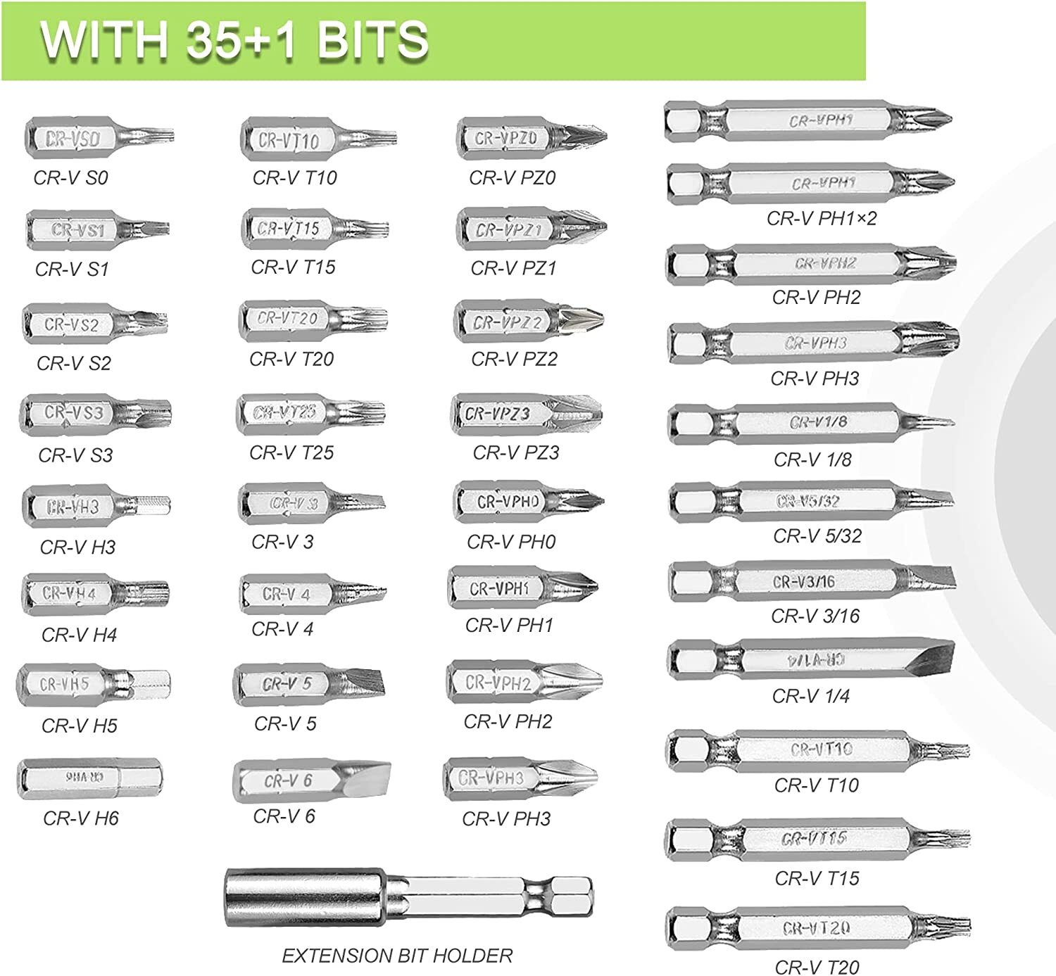 WORKPRO 4V Electric Screwdriver Cordless Screwdriver Set w/35 Bits Extension Rod