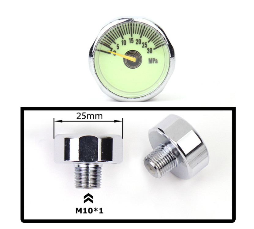 PCP Air Mini Micro Pressure Gauge Manometre Manometer 1/8BSP(G1/8) 1/8NPT M10 M8