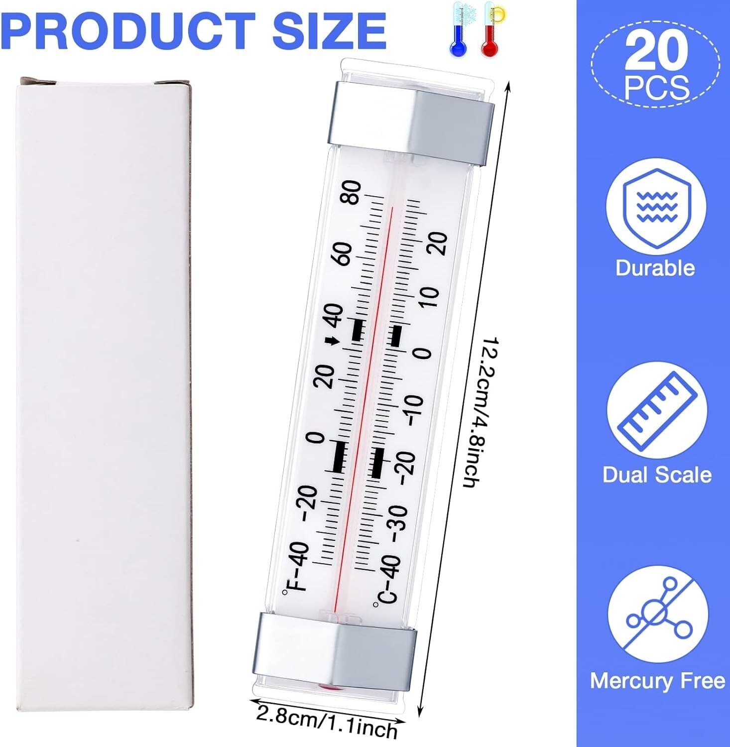 Analog Refrigerator Freezer Thermometer Fridge pack of 2