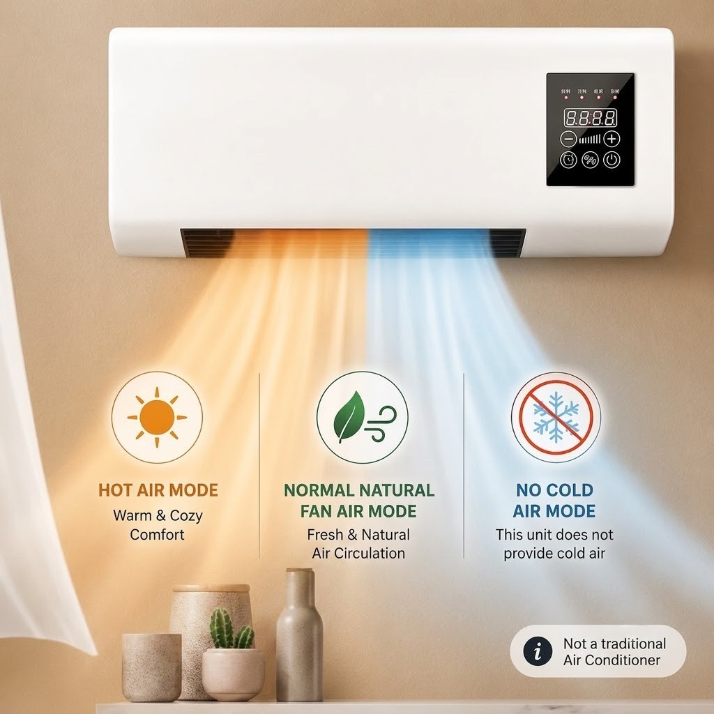 2 In 1 Portable Air Conditioning Cool Warm Dual Use Wall Mounted Heater 1800W