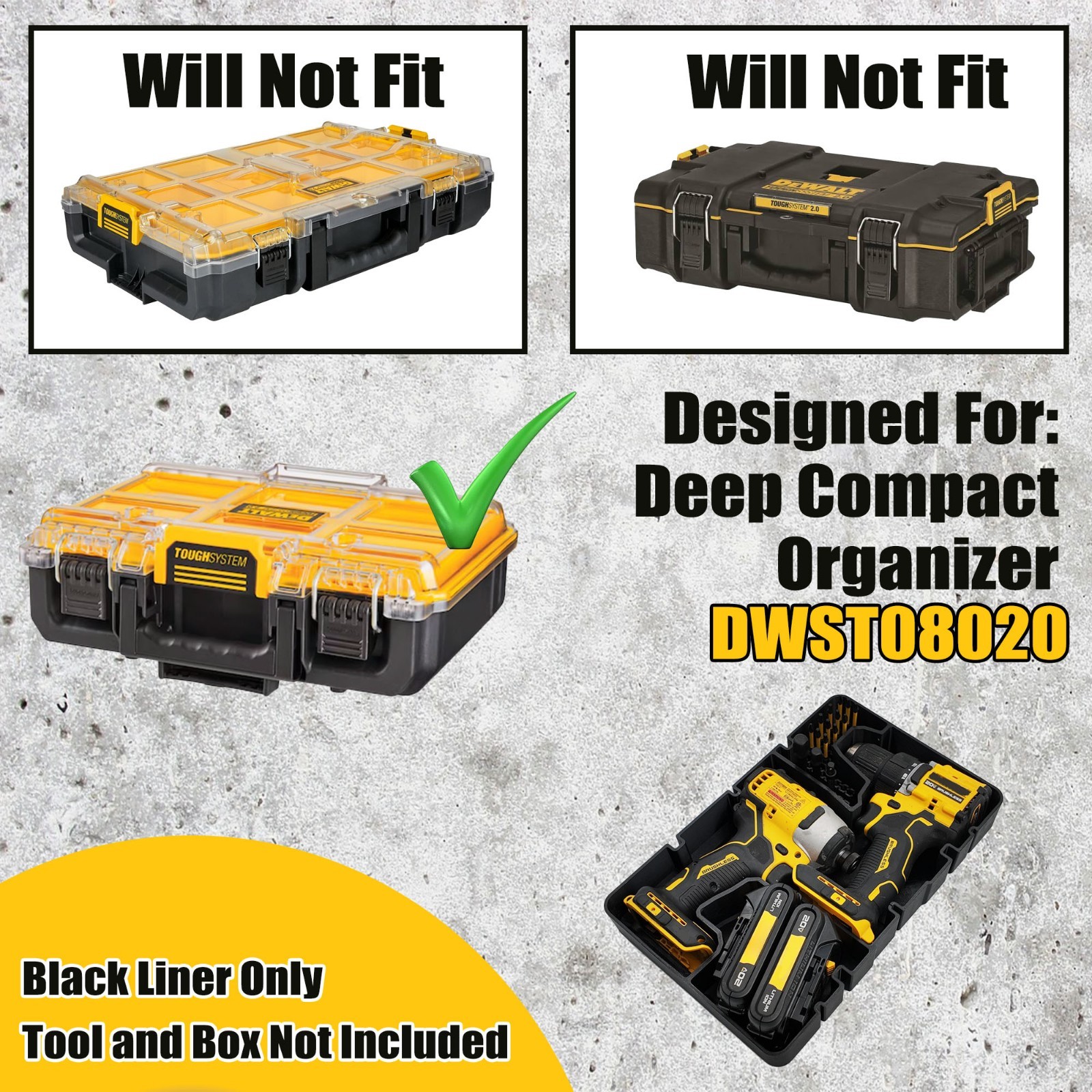 DeWalt Deep Compact Organizer Insert 20V Brushless Drill Impact Set *Insert only