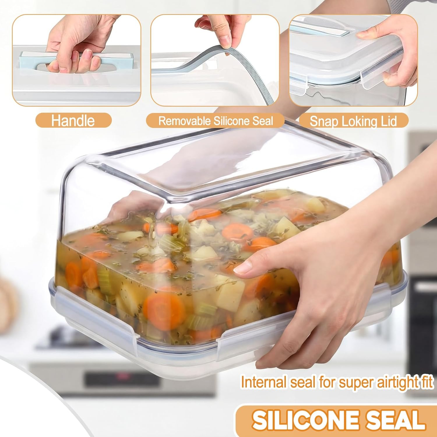 4 Pcs Extra Large Glass Food Storage Container with Airtight Locking Lid 205Oz 8