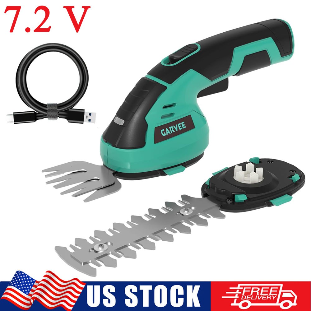 Cordless Hedge Trimmer Grass Shear Garden 2 in 1 Handheld Electric Grass Shears