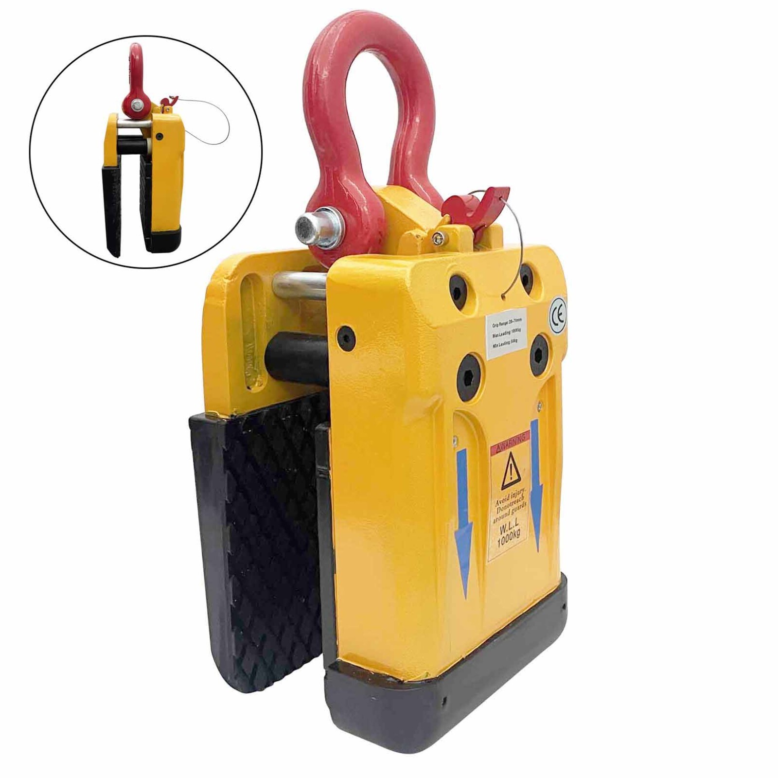 1000kg 28-70mm Stone Lifter Stone Slab Lifting Clamp with Soft Rubber Jaws