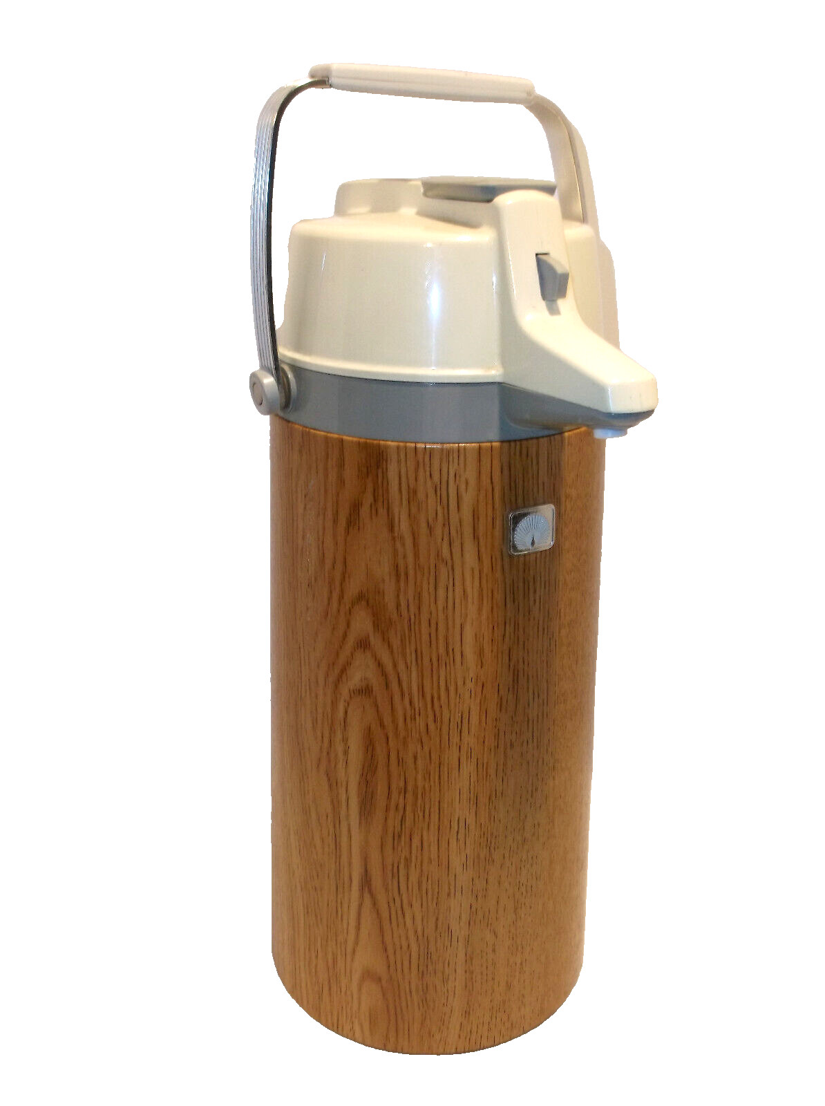 Vintage Thermos Hot or Cold Insulated Pump Wood Grain C. 1970s Japan