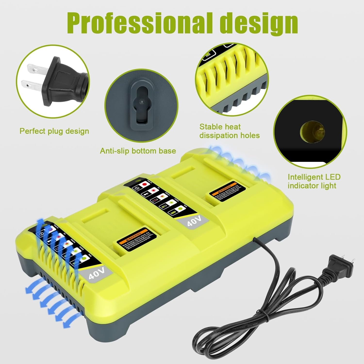 6.0Ah 40V Battery For Ryobi 40 Volt Lithium OP4060 OP40261 / OP401 Dual Charger