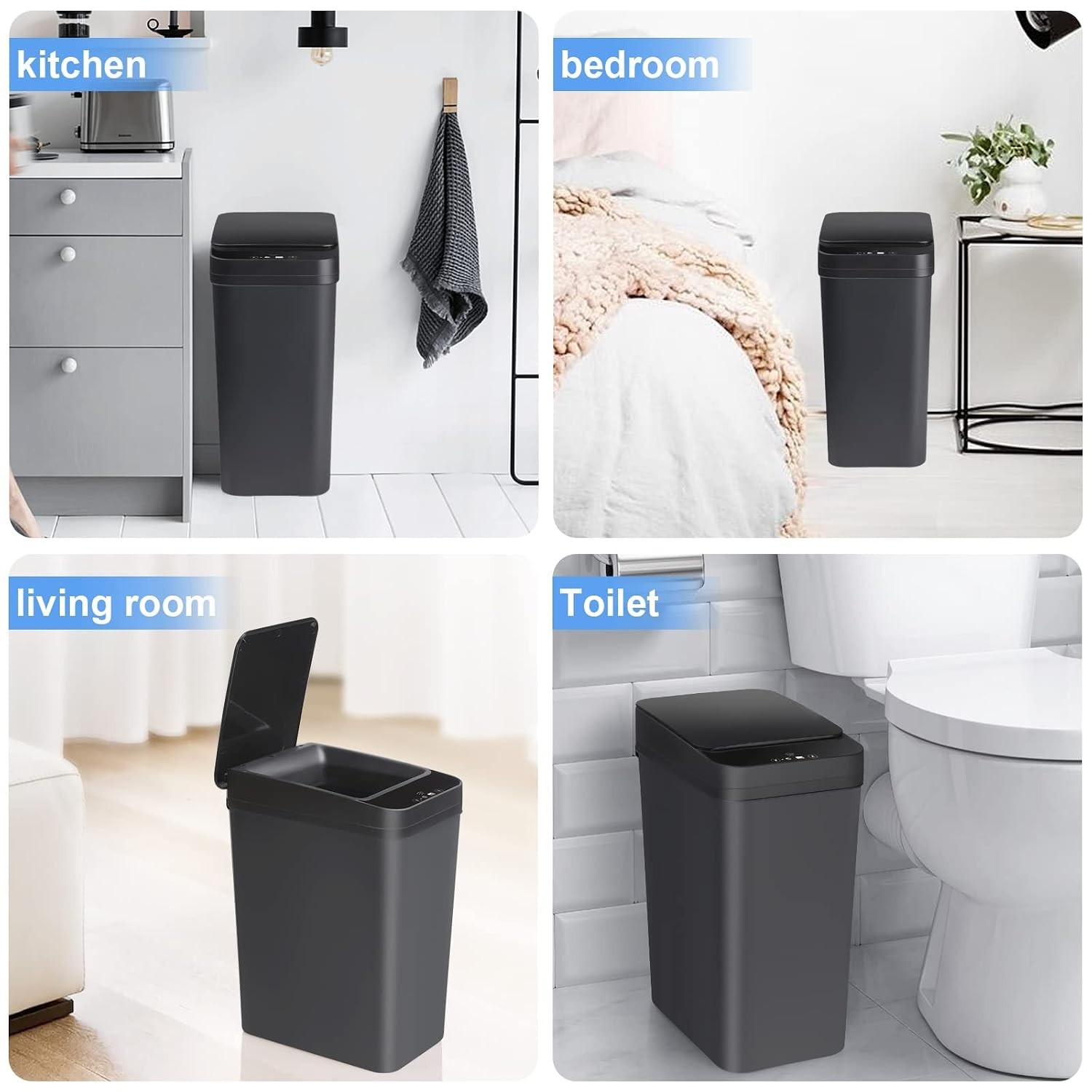 Smart 2.2 Gallon Touchless Garbage Can with Quiet Close Feature – Ideal for Home