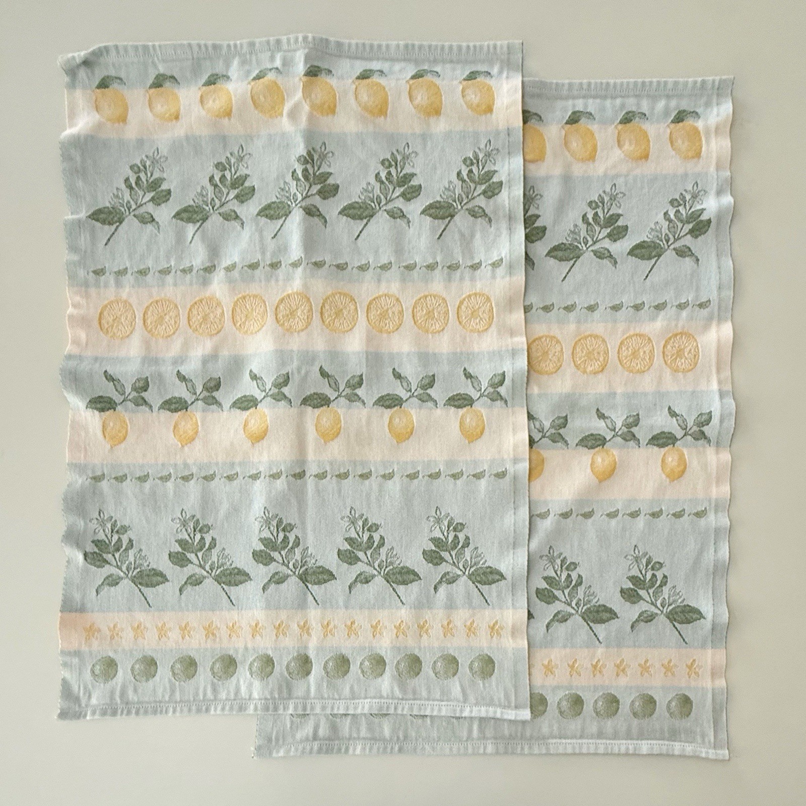 Set 2 MIERCO for EKELUND Sweden Cotton Towel : Lemon + Olive / Yellow + Green