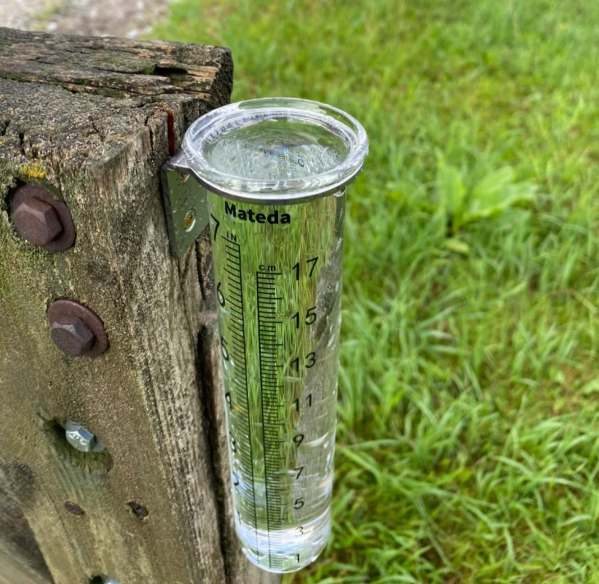 7-inch Stainless Steel Rain Gauge with Post Mount & Lip Design