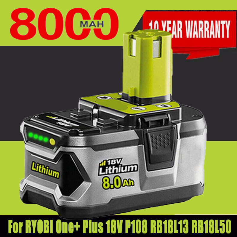 Battery P108 8.0Ah 18V Plus For RYOBI High Capacity 18 Volt Lithium-Ion New