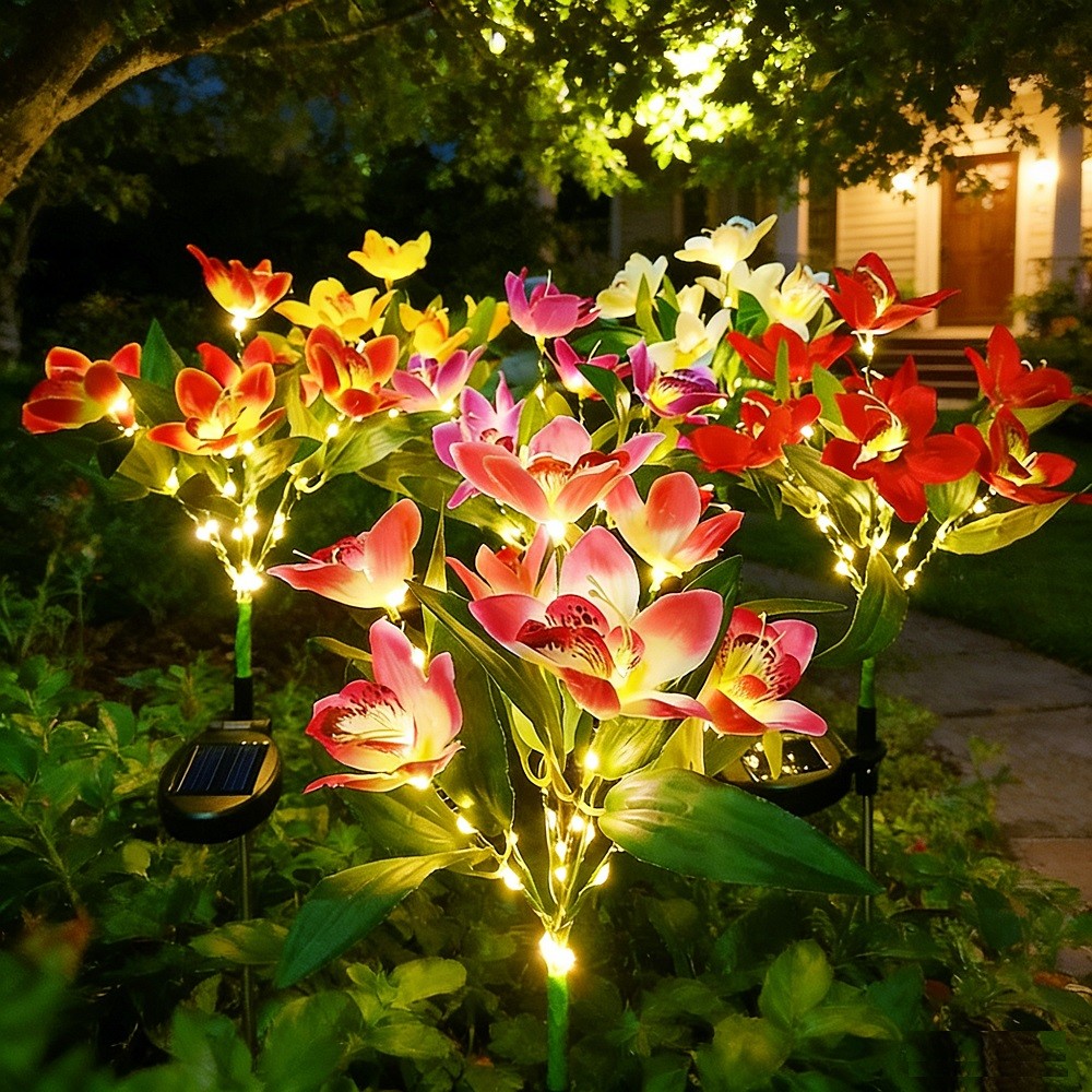 Solar LED Garden Lights Flower Stake Lamp Outdoor Yard Waterproof Patio Decor