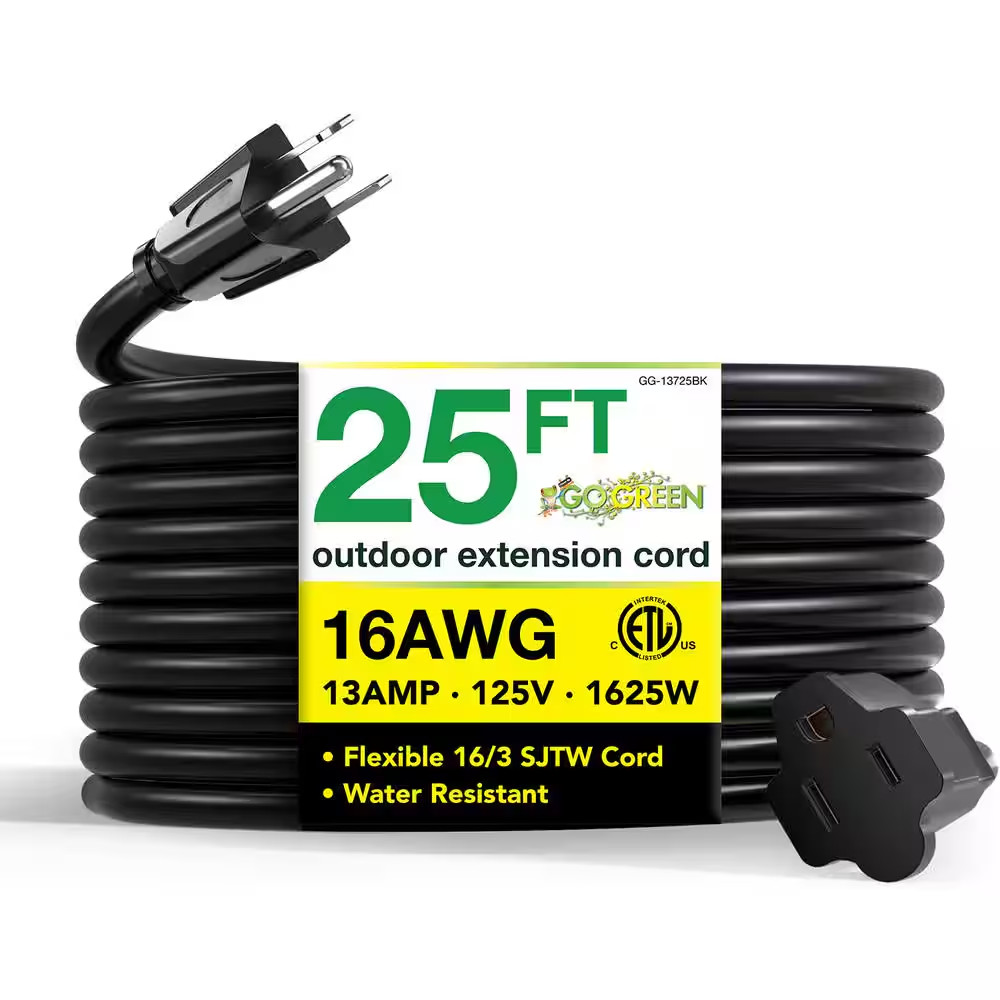 25 Ft. 16/3 Heavy Duty Extension Cord – Black