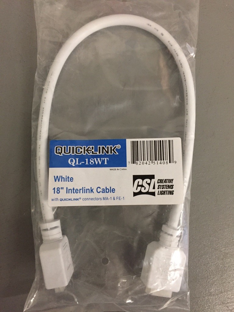 CSL Creative Systems Lighting QL-18WH 18″ White Interlink Cable NEW