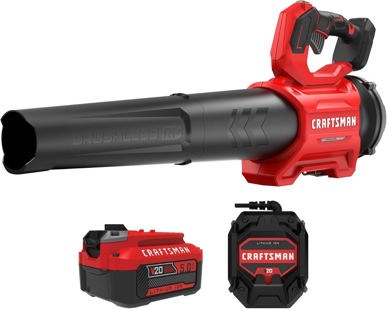 CRAFTSMAN Cordless Leaf Blower V20 5.0Ah Brushless 110 MPH Lightweight Electric