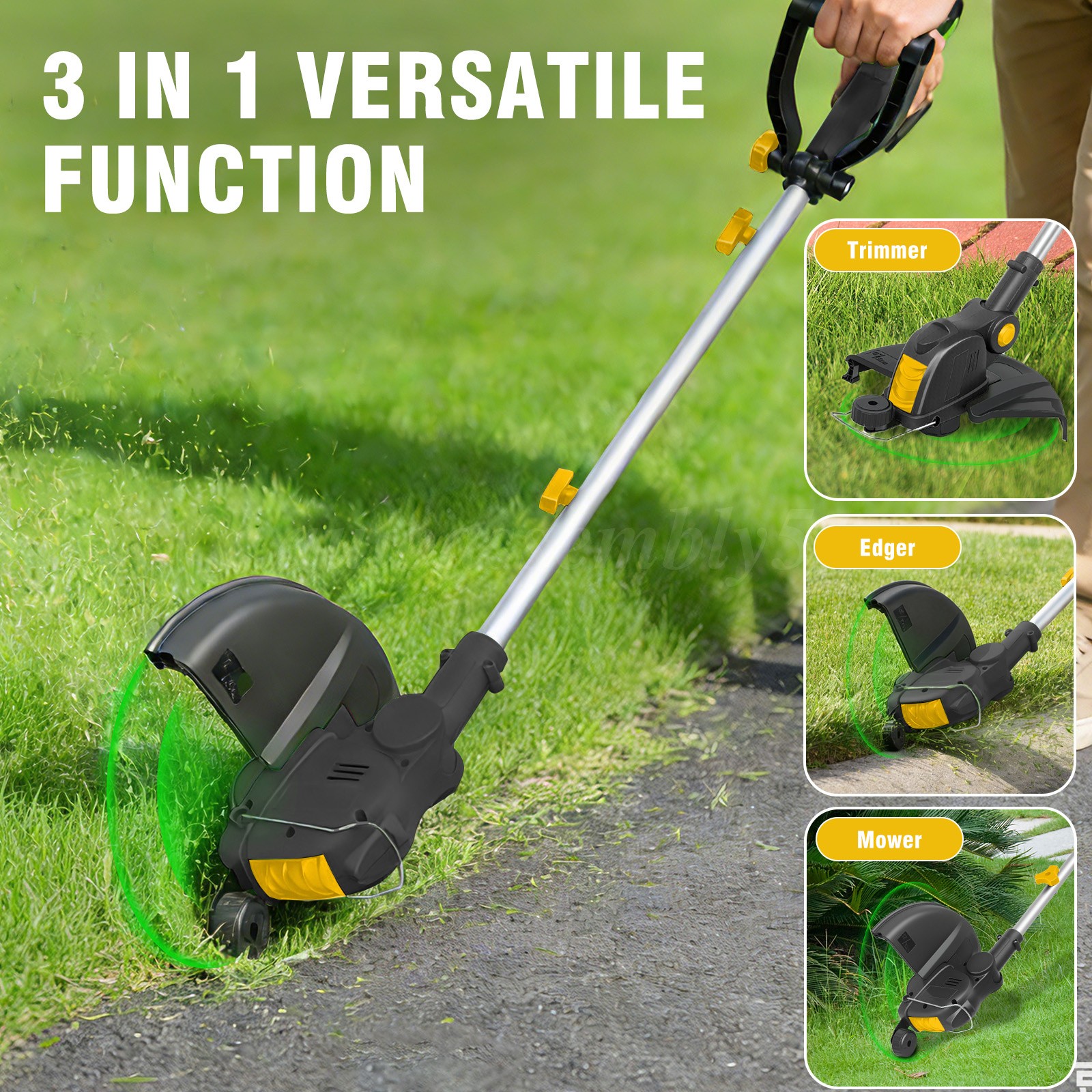 Electric Cordless Grass String Trimmer Lawn Edger Weedwacker Cutter w/ 2 Battery