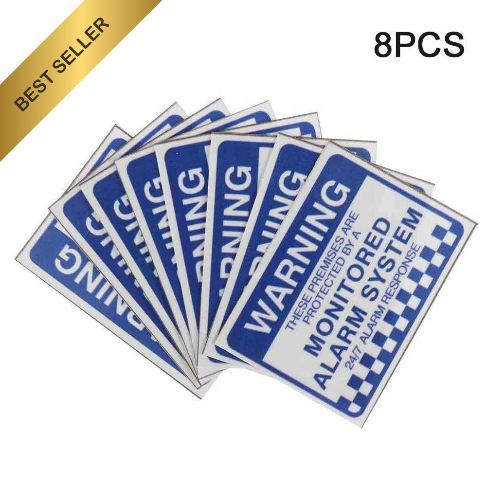 8 Pcs Security Alarm System Sign Waterproof Monitored Warning Sticker Decals