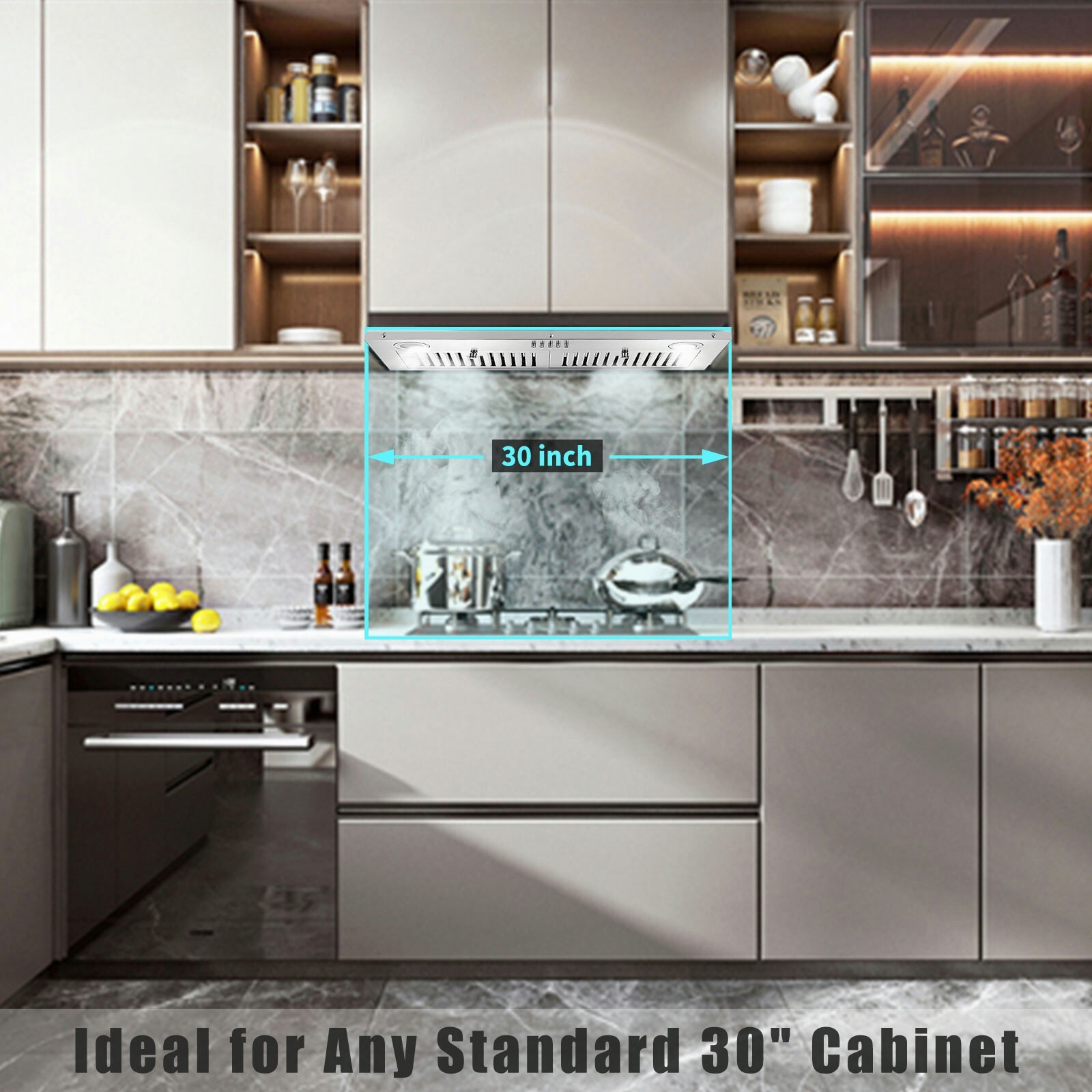30in 800CFM Built-In/Insert Range Hood vent Ducted/Ductless Stainless Steel LED