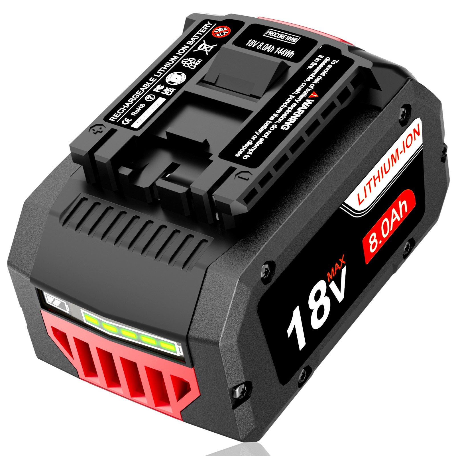 Pack 18V Battery For Bosch 18V 8.0AH Li-ion BAT609 BAT610G BAT618 GSR18V-LI