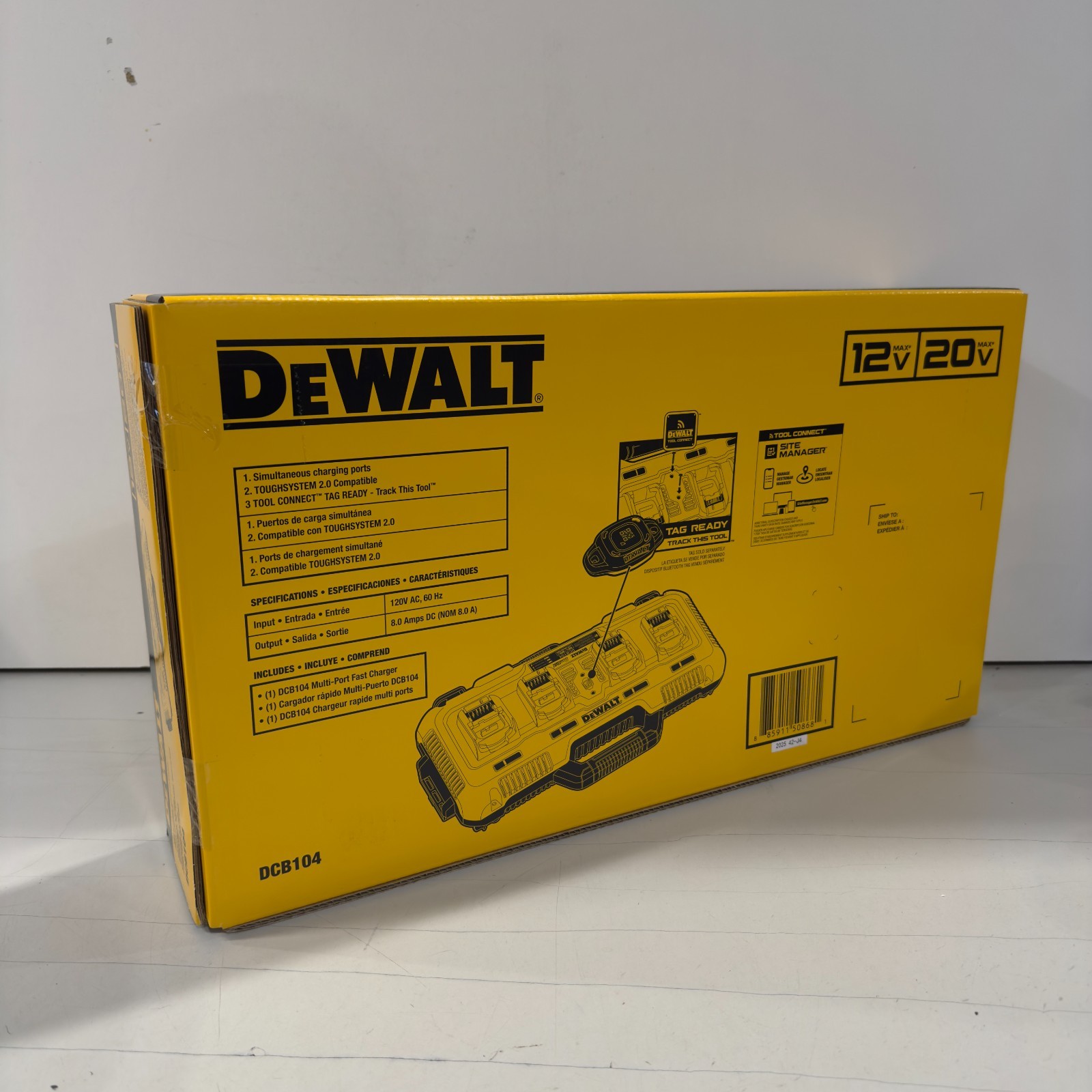 (NEW SEALED) DeWALT DCB104 Battery Charger, 12, 20 V Input