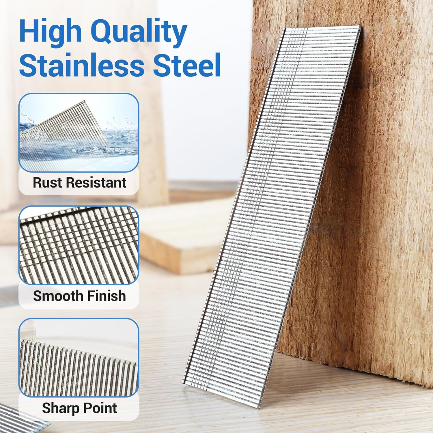 Meite 18 Gauge Stainless Steel Brad Nails, 2 Inch 18GA Brad Nails, 304 Stainless