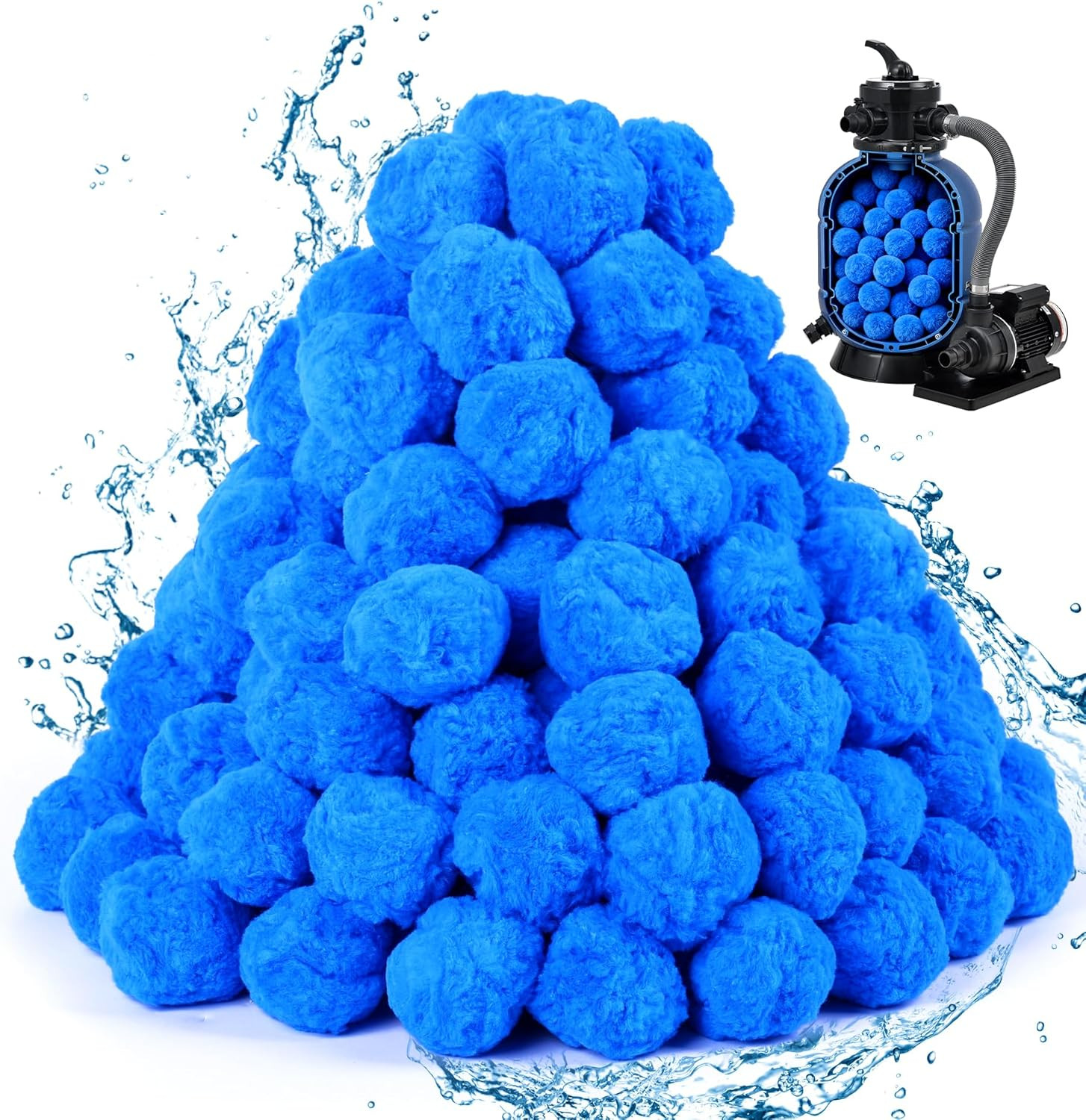 3.5 Lbs Pool Filter Balls for Sand Pump, Reusable Blue Pool Filter Media Balls R
