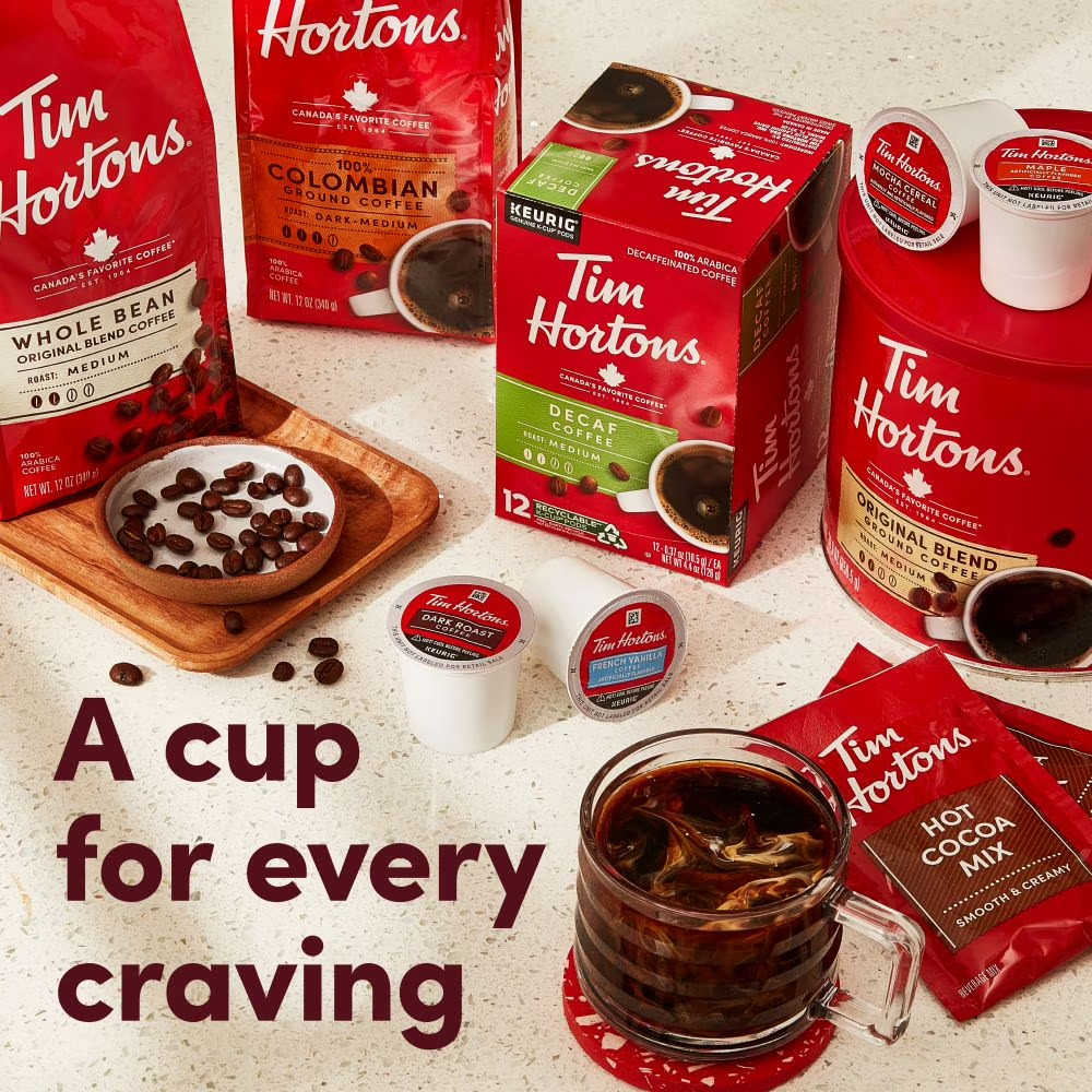 (6 pack) Tim Hortons Decaf Ground Coffee, 12oz Bag