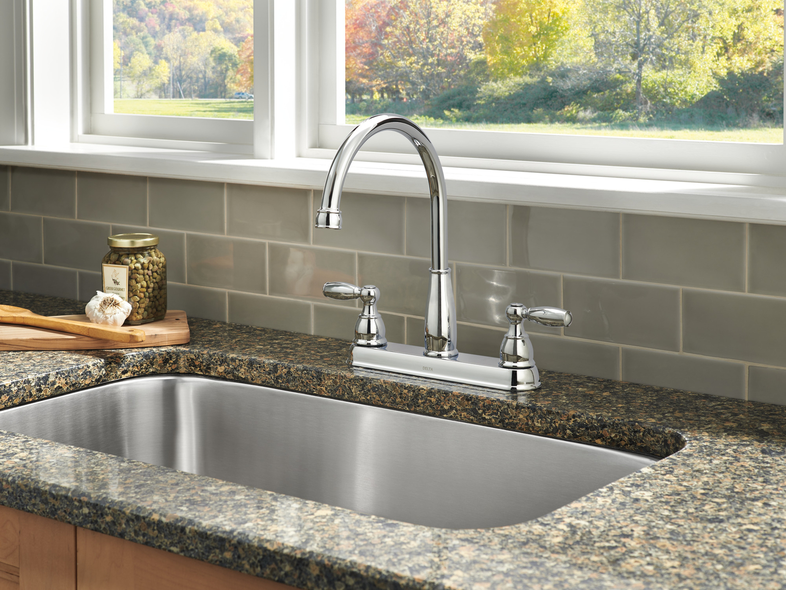 Delta Foundations 2-Handle Kitchen Faucet Chrome-Certified Refurbished
