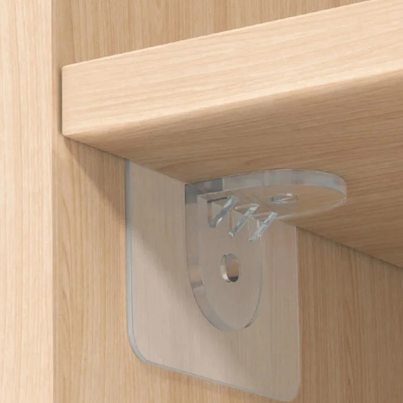 10pcs Acrylic Shelf Divider Brackets Adhesive Cabinet Support Holder Set – NEW