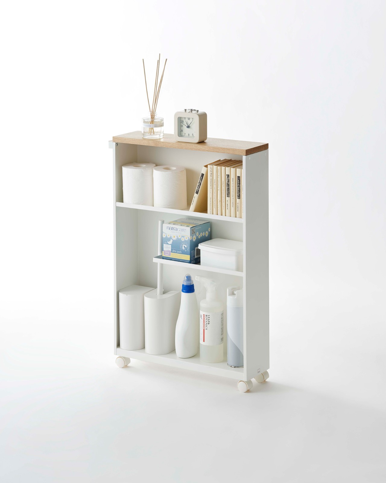 Yamazaki Home TOWER Slim Rolling Storage Cart – Narrow Bathroom Storage Cabinet