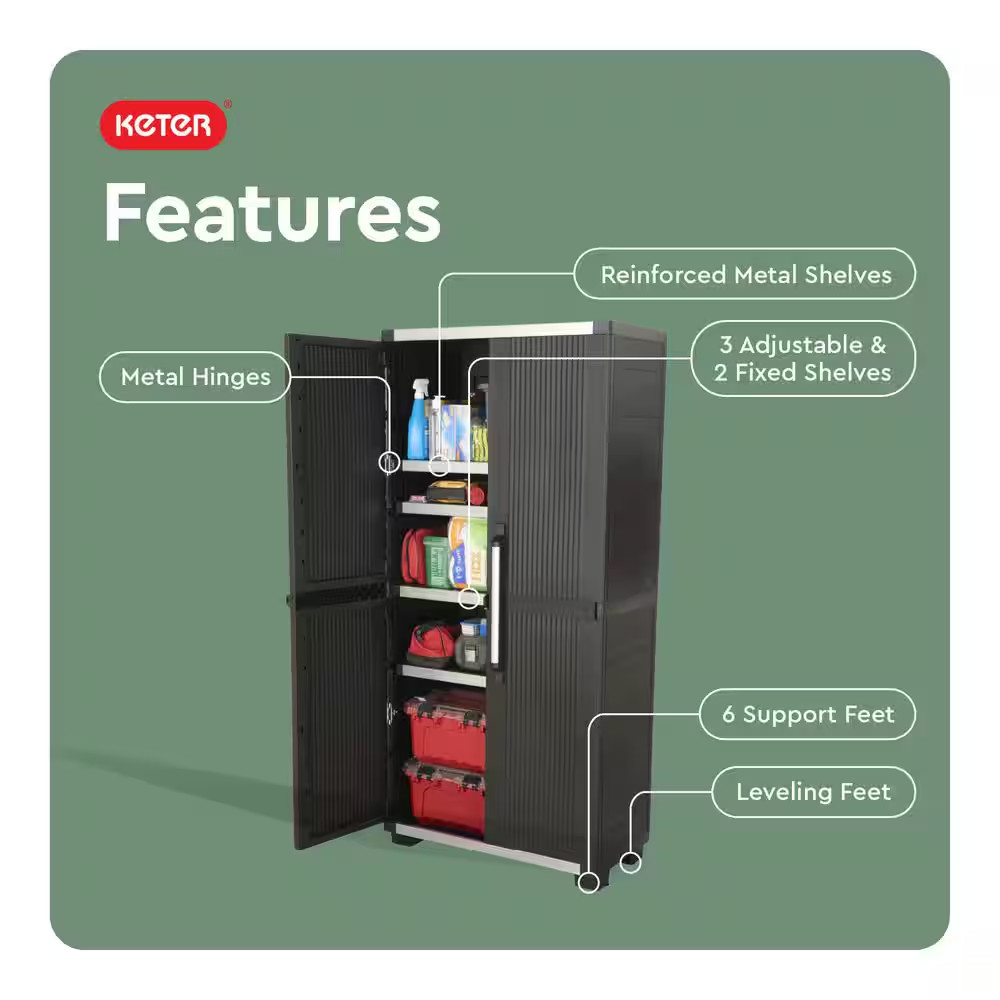 Premium One 35 In. W X 71.7 In. H. X 18.5 In. D 5-Shelf Resin Freestanding Cabin