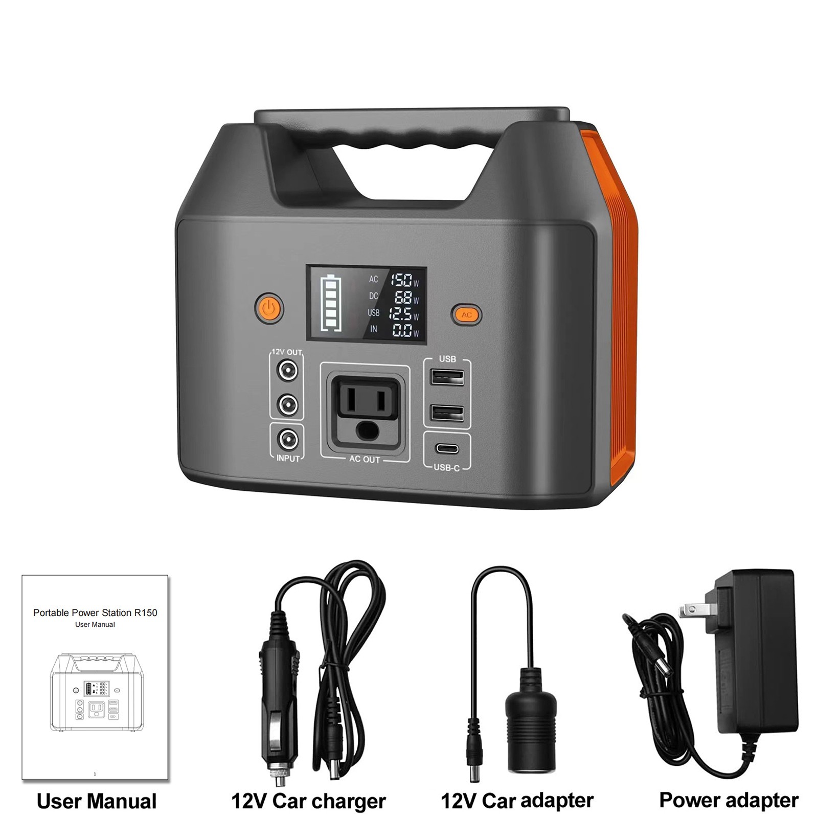 Portable Power Station 150W 155Wh Lithium Battery Bank Camping Solar Generator