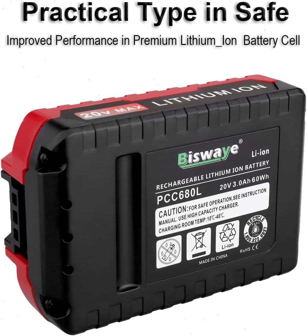 2PACK 8.0Ah Li-ion Battery / Charger for Porter Cable 20V MAX PCC685L PCC680L