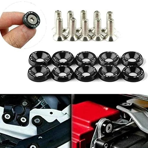 20Pcs/Set Bumper Fender Washers Engine Bay Dress Up Bolts Fasteners M6 Black