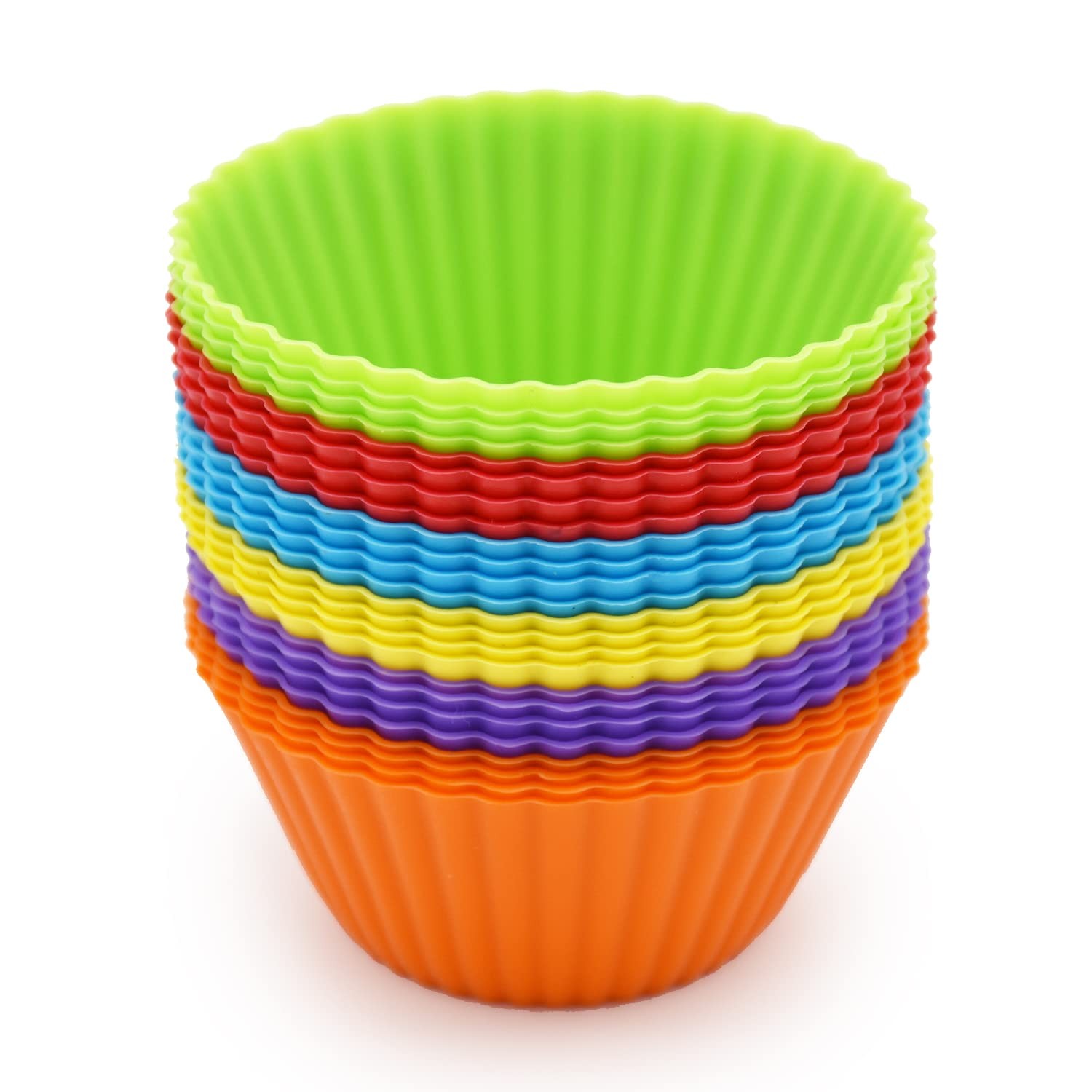 Reusable Silicone Baking Cups 24 Pack Nonstick Muffin Liners Holders Easy Clean