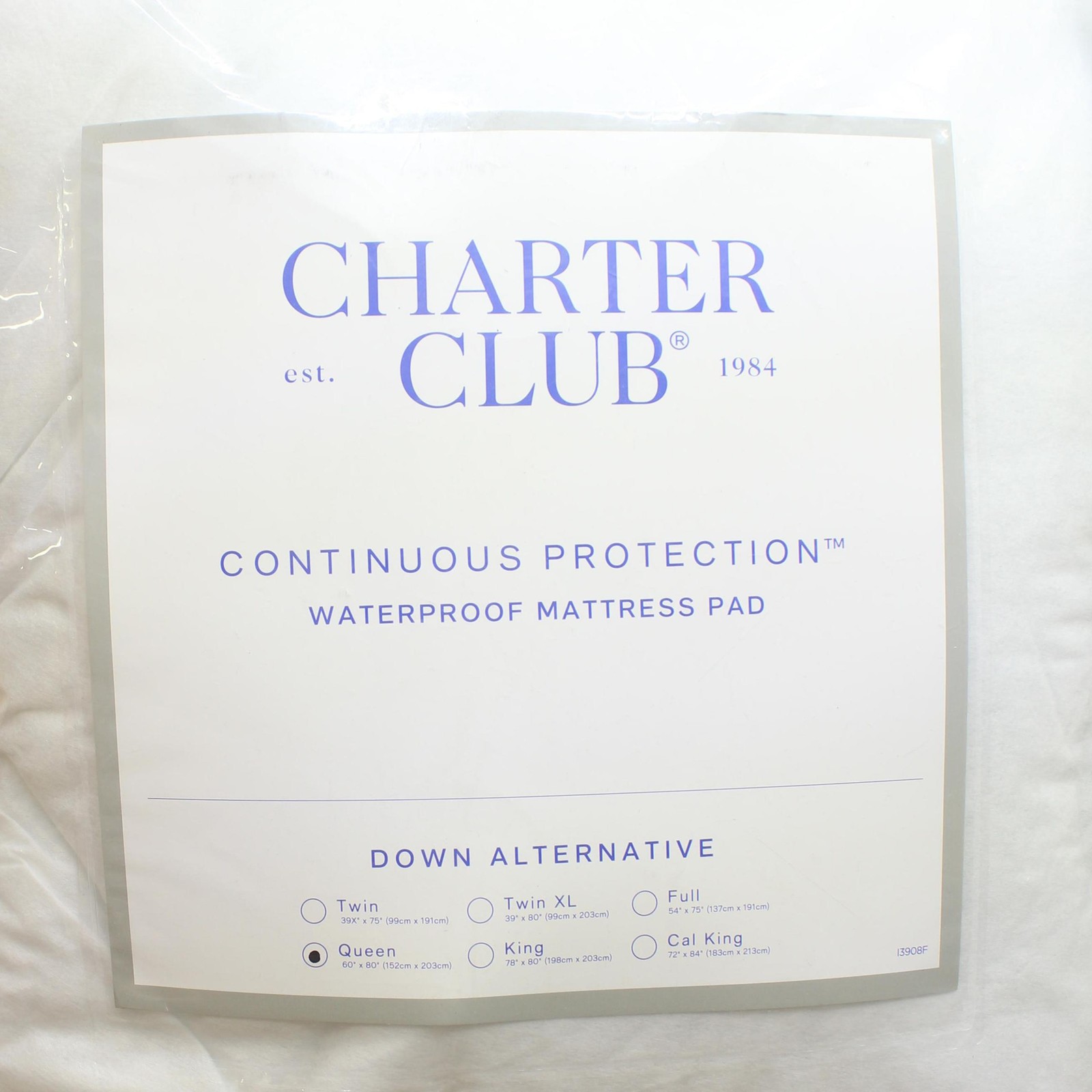 charter Club Continuous Protection Waterproof Mattress Pad LiquiDry White Queen