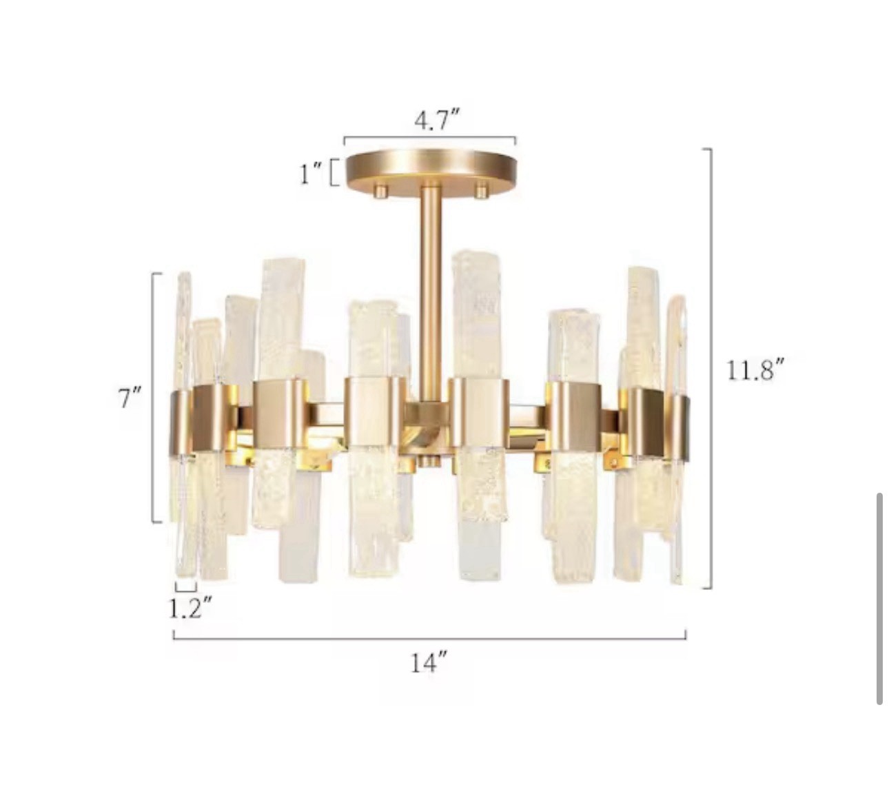 Modern Kitchen Chandelier Ceiling Light, 14.2 in. 3-Light Gold Drum Cylinder