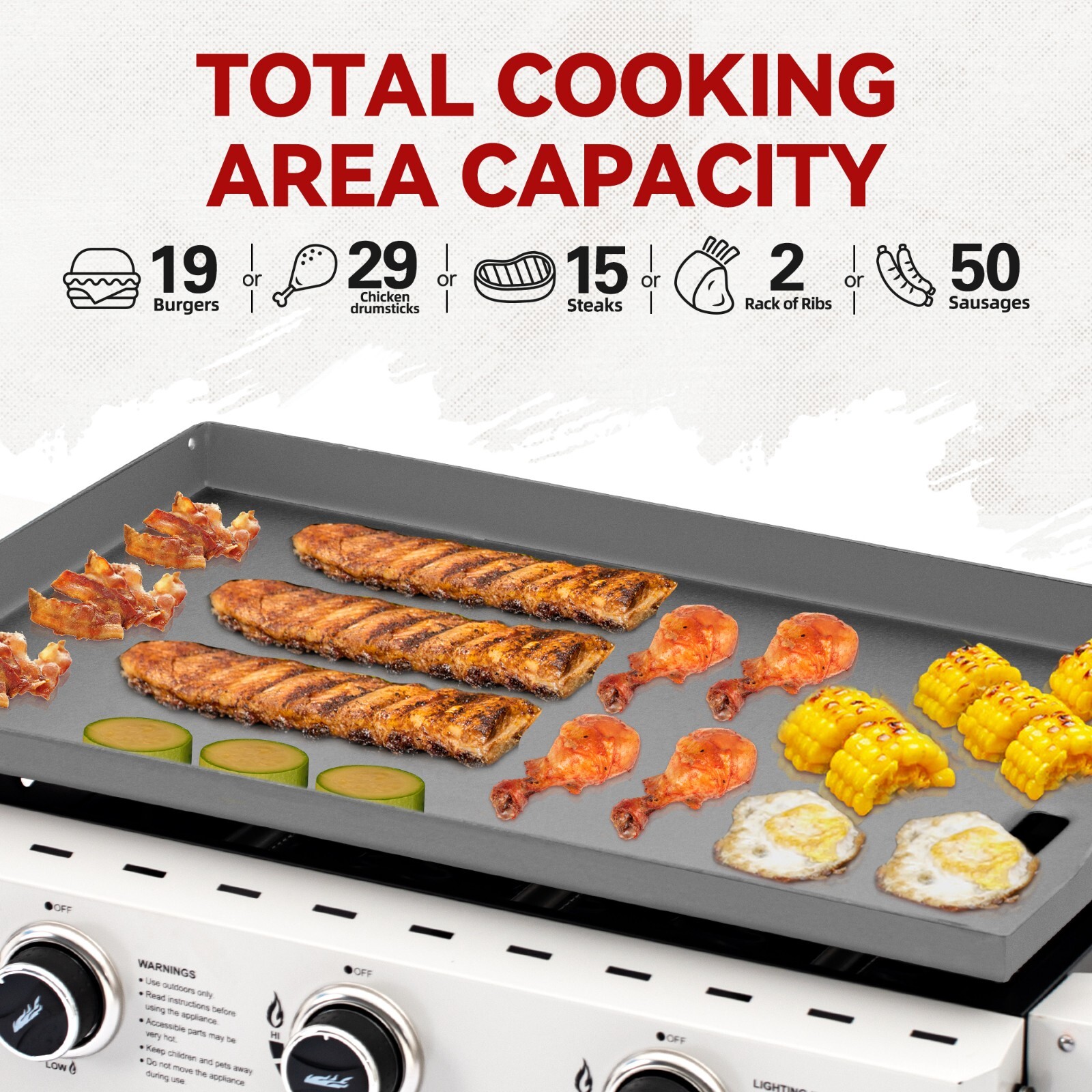 Royal Gourmet 28-Inch 3-Burner Propane Gas Griddle with Collapsible Side Shelves