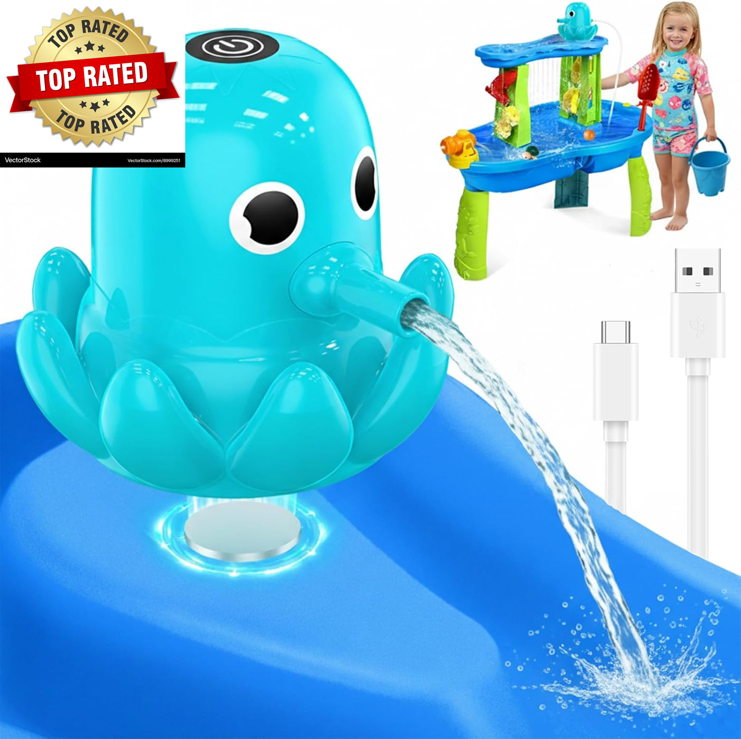 Water Table Pump, Continuous Flow Rechargeable Magnetic Octopus Pump