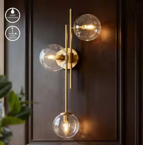 LNC 30 in. 3-Light Painted Gold Modern Bathroom Vanity Light Decorative Linear