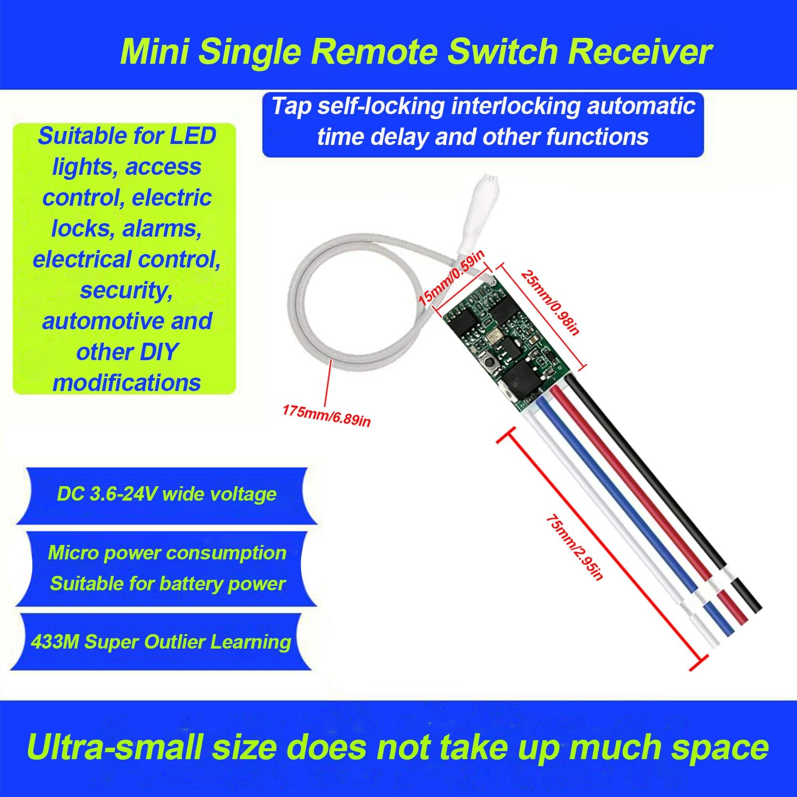 433MHz Universal Wireless RF Remote Control 4transmitters and 4receiver