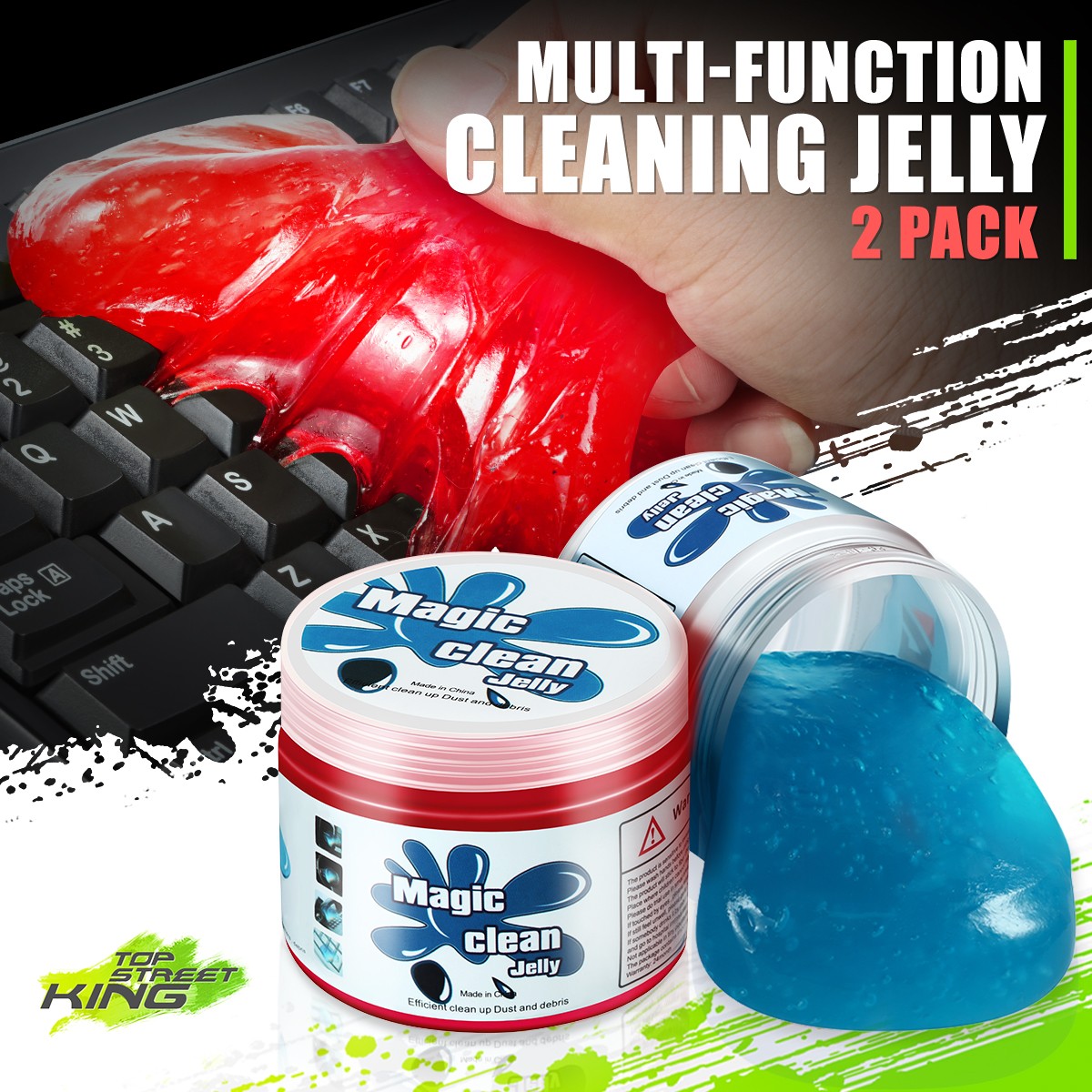 DNA Motoring 2 x Universal Car Keyboard Dust Sticky Cleaning Gel Jelly Blue+Red