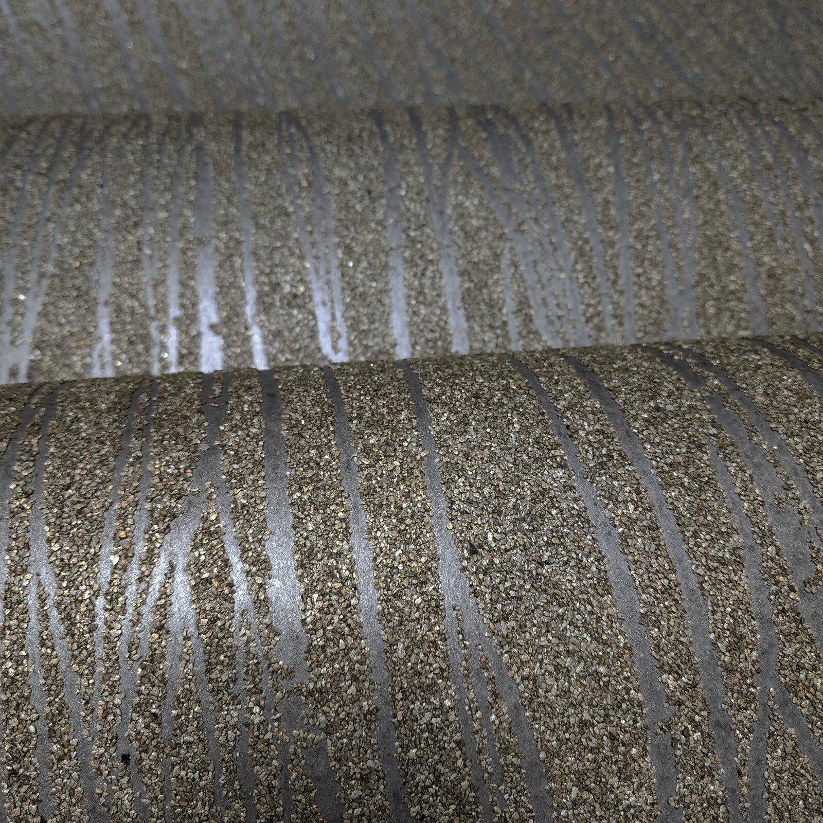 Brass Mica chip textured Real Natural Wallpaper gray silver metallic zebra Lines